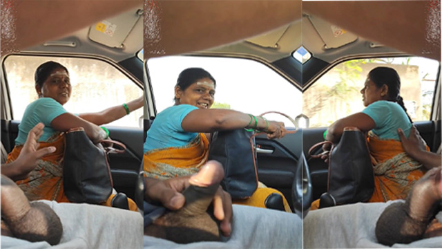 Daring Guy Giving Lift To Aunty Flashing Dick