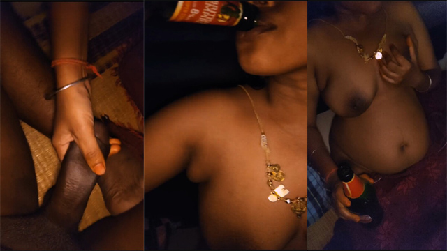Beer Drunken Wife Tamil – Horny Husband Playing with Dick